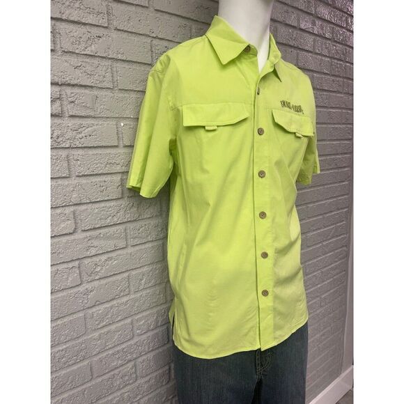 Gillz  Men Lime Green Short Sleeve Fishing Shirt Size M - Picture 7 of 12